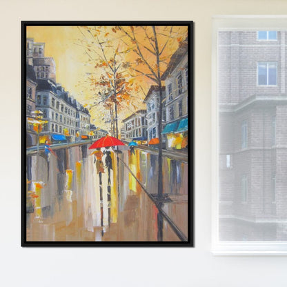 Rain in Boston Canvas Wall Art