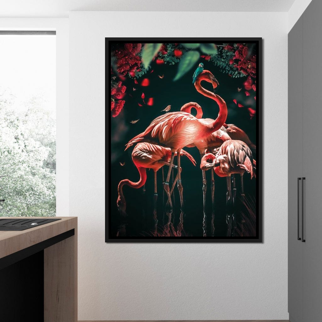 Glowing Flamingo Canvas Wall Art