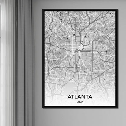 Map of Atlanta, USA Canvas Wall Art