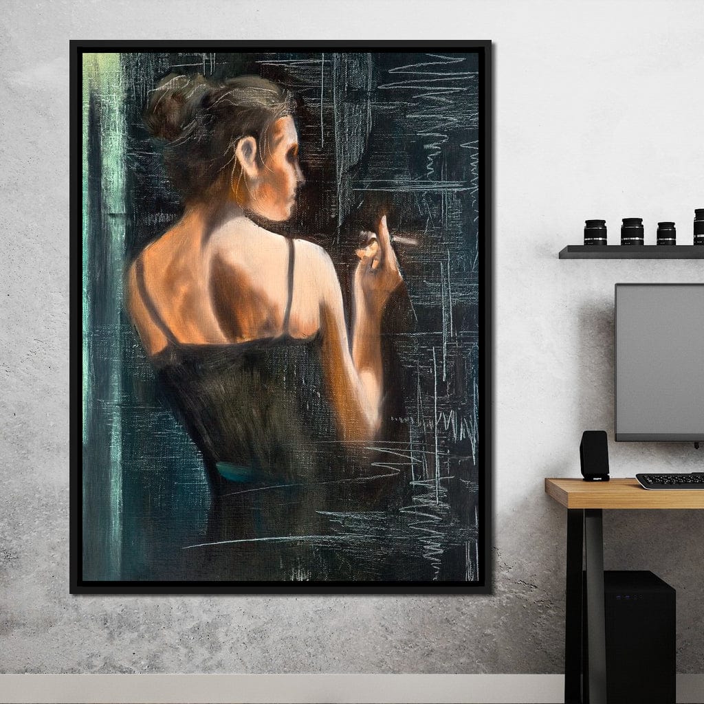Smoking Woman Canvas Wall Art