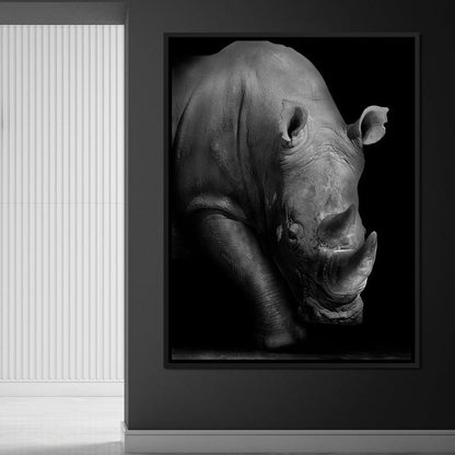 Black and White Rhino Canvas Wall Art