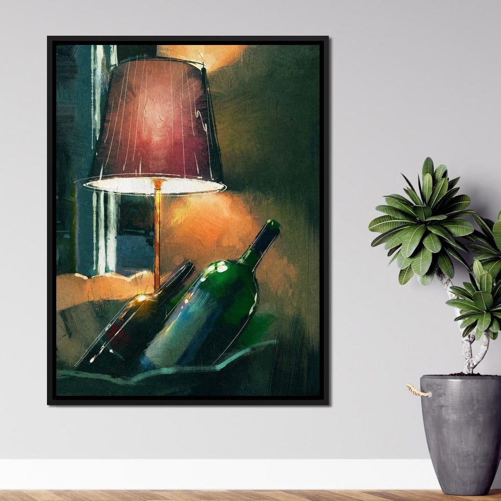 A Couple of Wine Bottles Canvas Wall Art