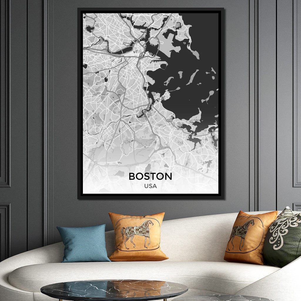 Map of Boston, USA Canvas Wall Art