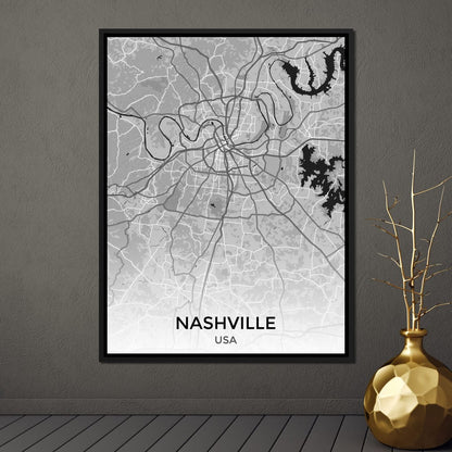Map of Nashville, USA Canvas Wall Art
