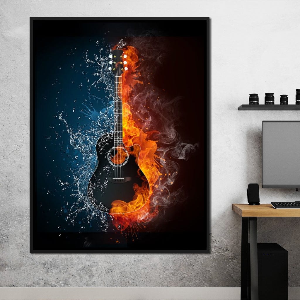 Fire & Water Guitar Canvas Wall Art