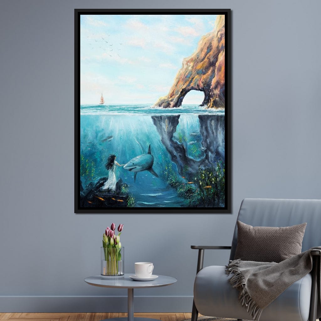 Swimming with the Shark Canvas Wall Art