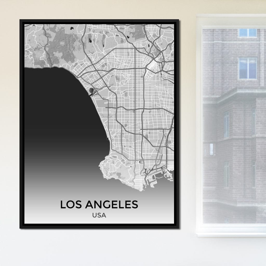 Map of Los Angeles, USA Canvas Wall Art