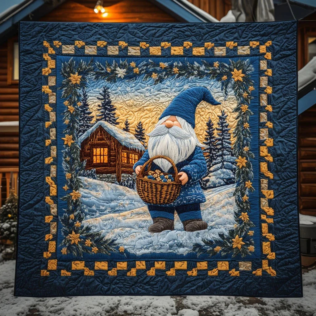 Cabin Light Gnome Quilt Blanket