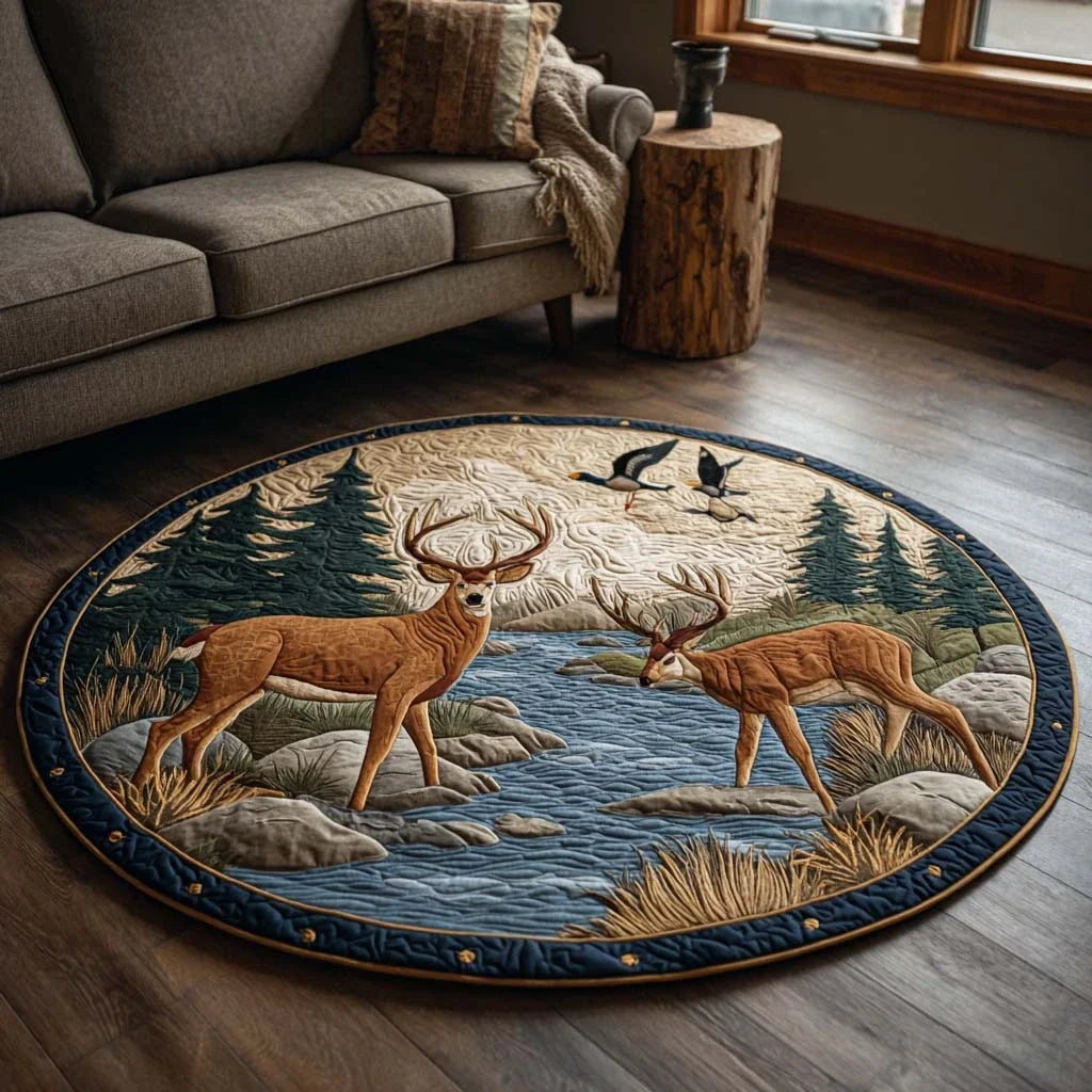 Cabin Serenity Quilted Round Mat