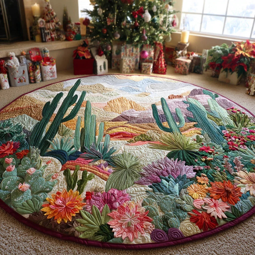 Cactus Blossom Quilted Round Mat