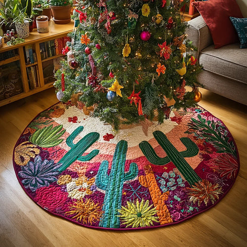 Cactus Dream Christmas Quilted Tree Skirt