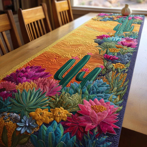 Cactus Glow Quilted Table Runner