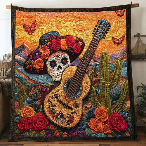 Cactus Guitar Quilt Blanket