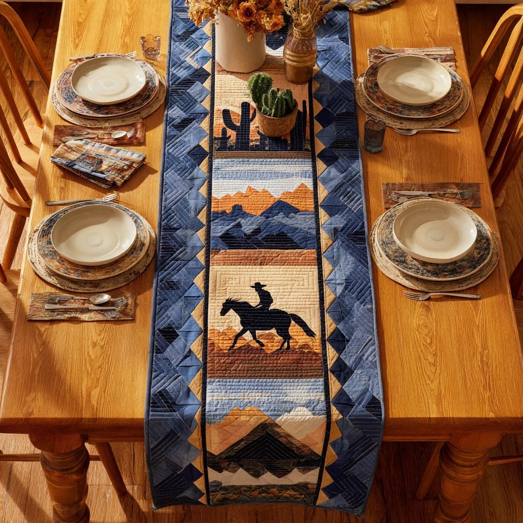 Cactus Silhouette Quilted Table Runner