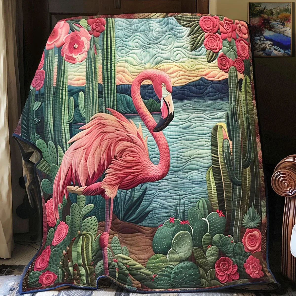 Cactus Sunrise Serenade Quilt Blanket
