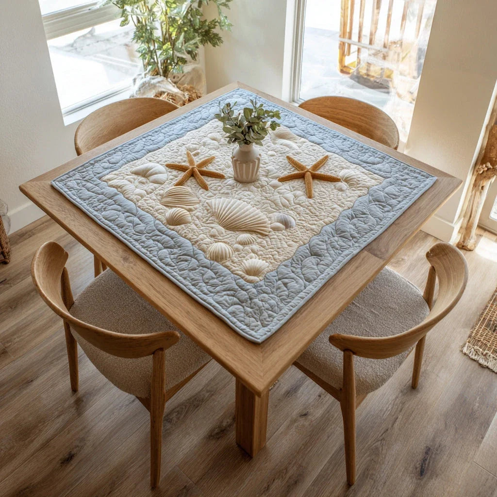 Calm Ocean Shore Quilted Table Topper