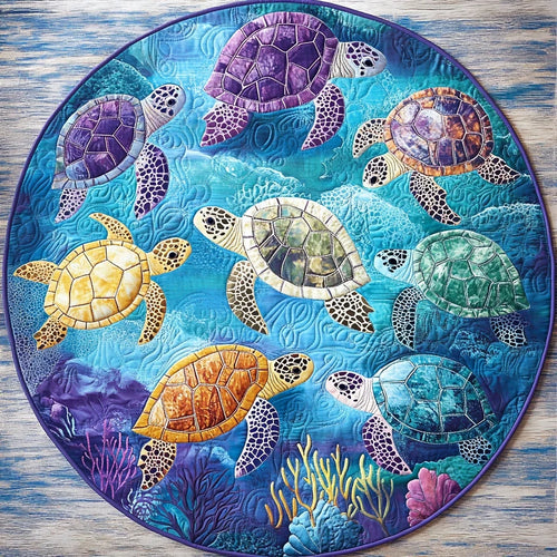 Calm Turtle Quilted Round Mat