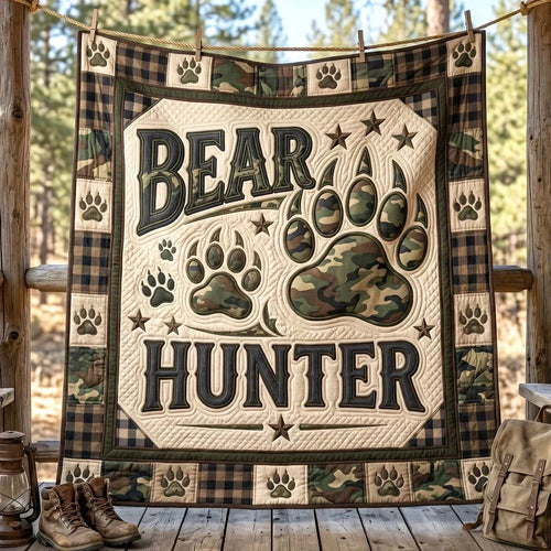 Camo Bear Tracks Quilt Blanket
