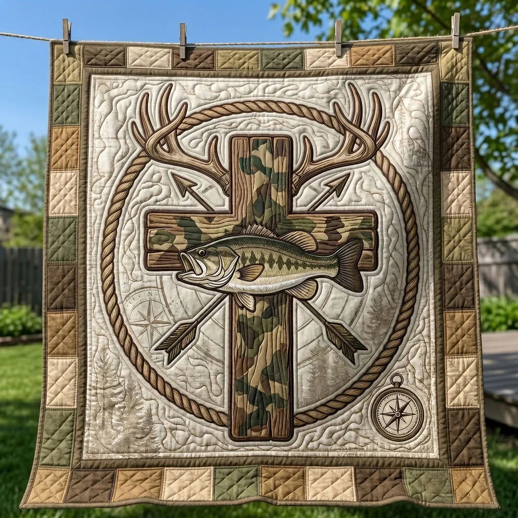 Camo Cross Angler Quilt Blanket