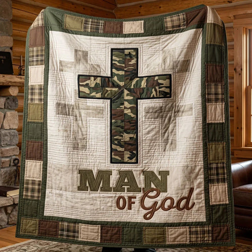 Camo Cross Faith Quilt Blanket