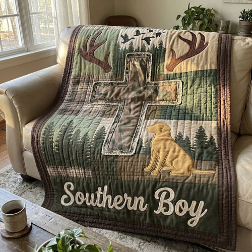 Camo Cross & Lab Quilt Blanket