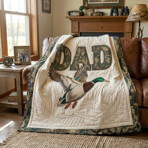 Camo Duck Dad Quilt Blanket