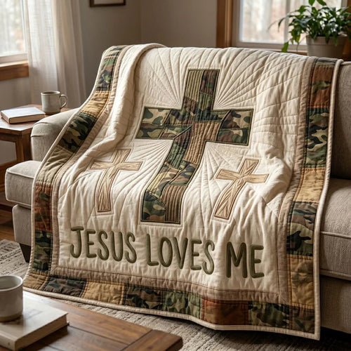 Camo Jesus Love Quilt Blanket