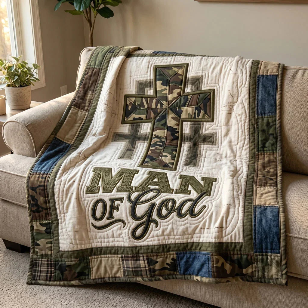 Camo Man Of God Quilt Blanket