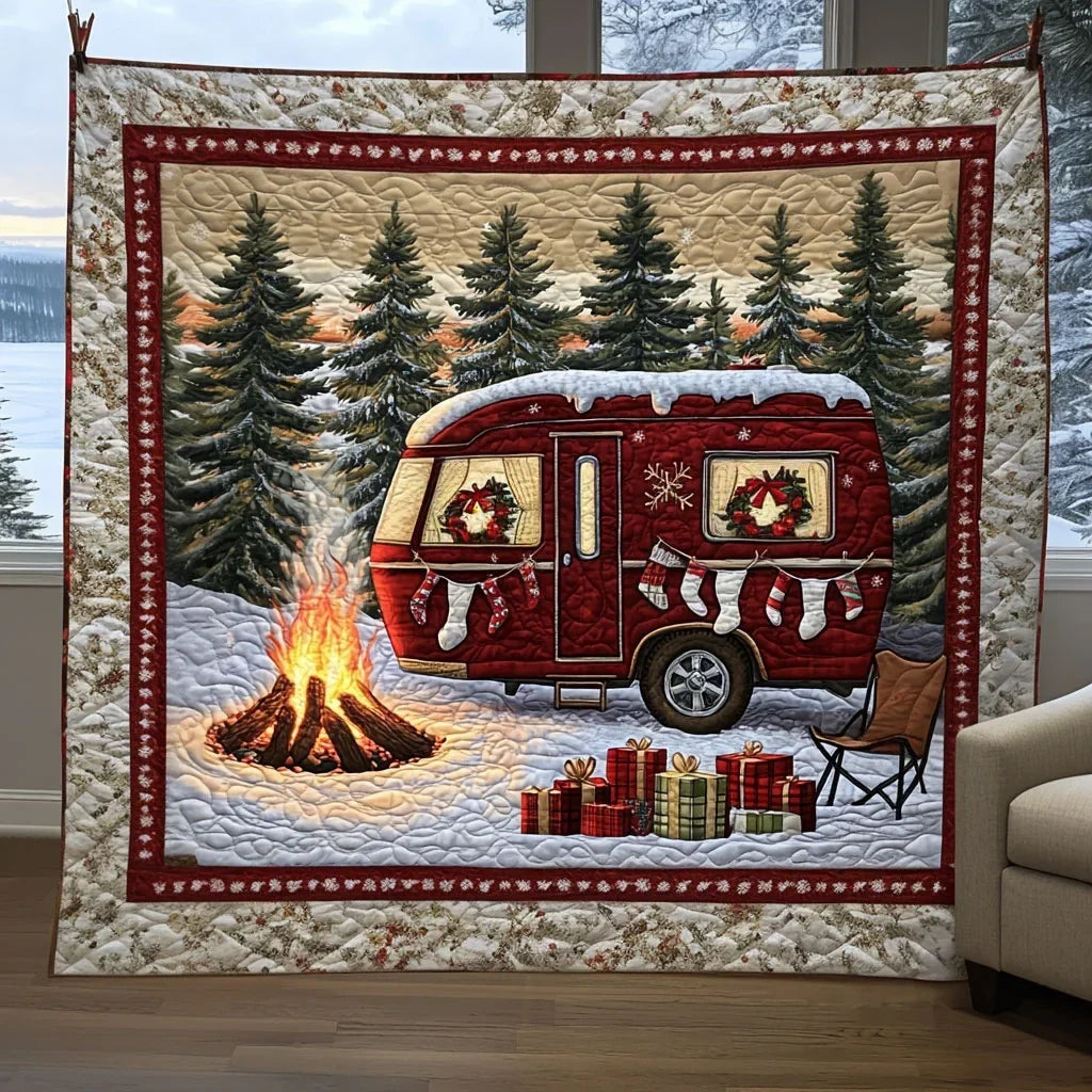 Campfire Christmas Quilt Blanket