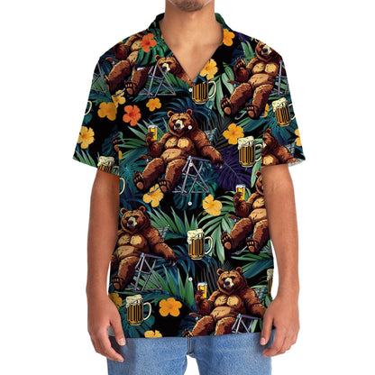 Camping Drunk Bear Hawaiian Shirt - 2XL - hawaiian shirt