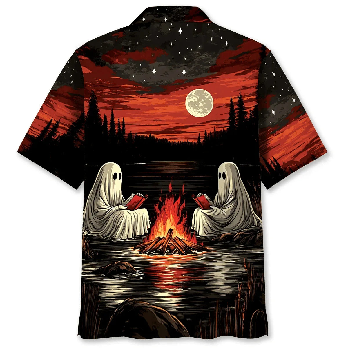Camping with Ghost Hawaiian Shirt - S - hawaiian shirt