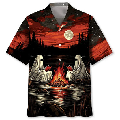 Camping with Ghost Hawaiian Shirt - XL - hawaiian shirt