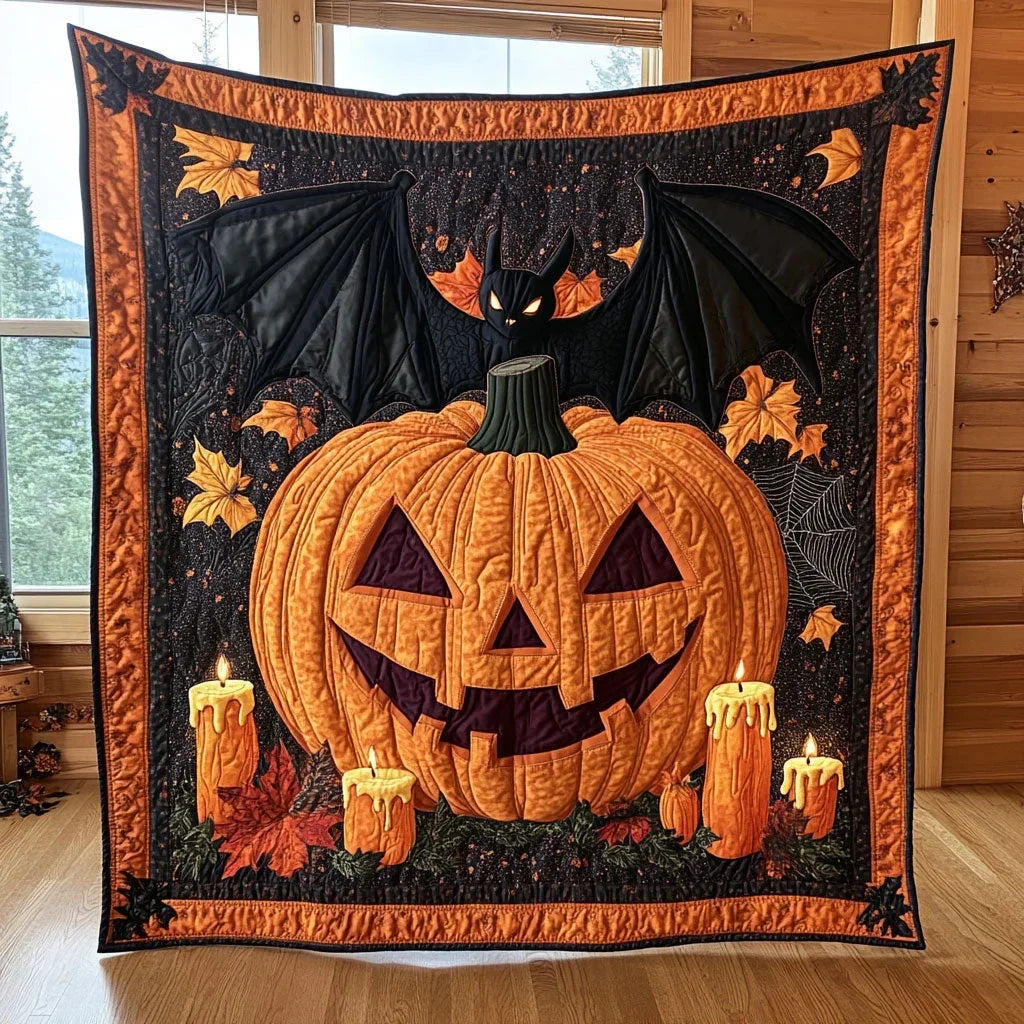 Candlelit Pumpkin Quilt Blanket