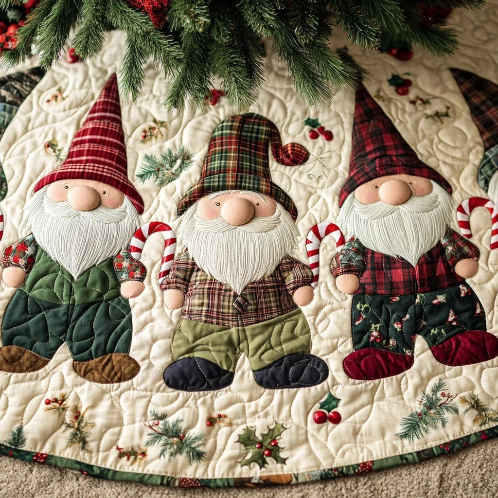 Candy Cane Companions Quilted Christmas Tree Skirt