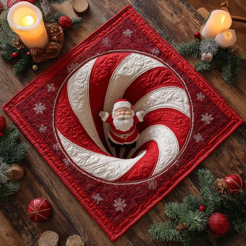 Candy Cane Whirl Quilted Table Topper