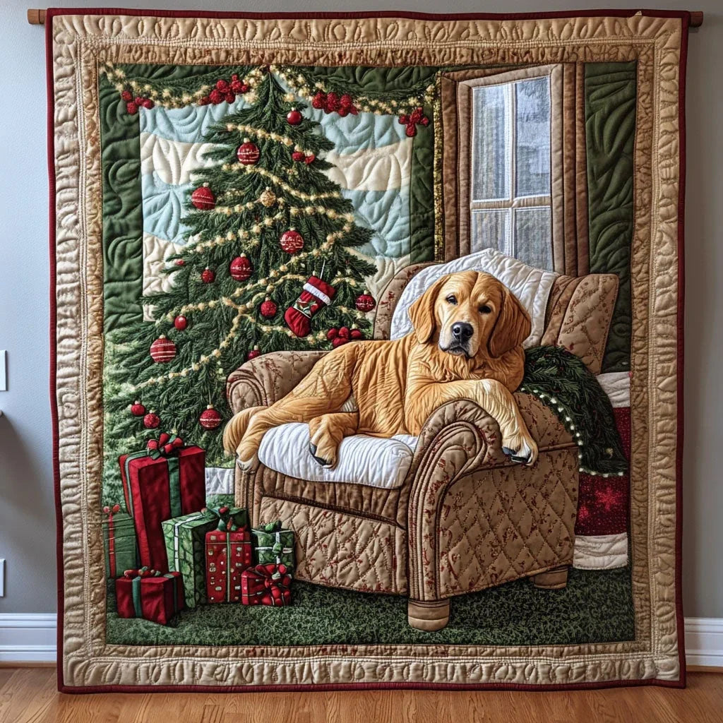 Canine Christmas Chair Quilt Blanket