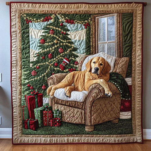 Canine Christmas Chair Quilt Blanket