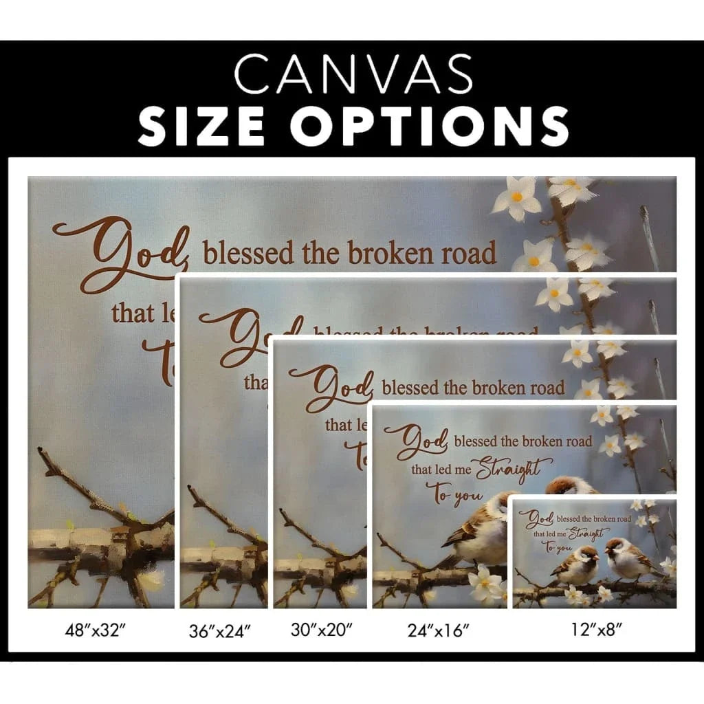god blessed the broken road wall art sparrow couple christian canvas print (Landscape) (view 3)
