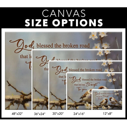 god blessed the broken road wall art sparrow couple christian canvas print (Landscape) (view 3)