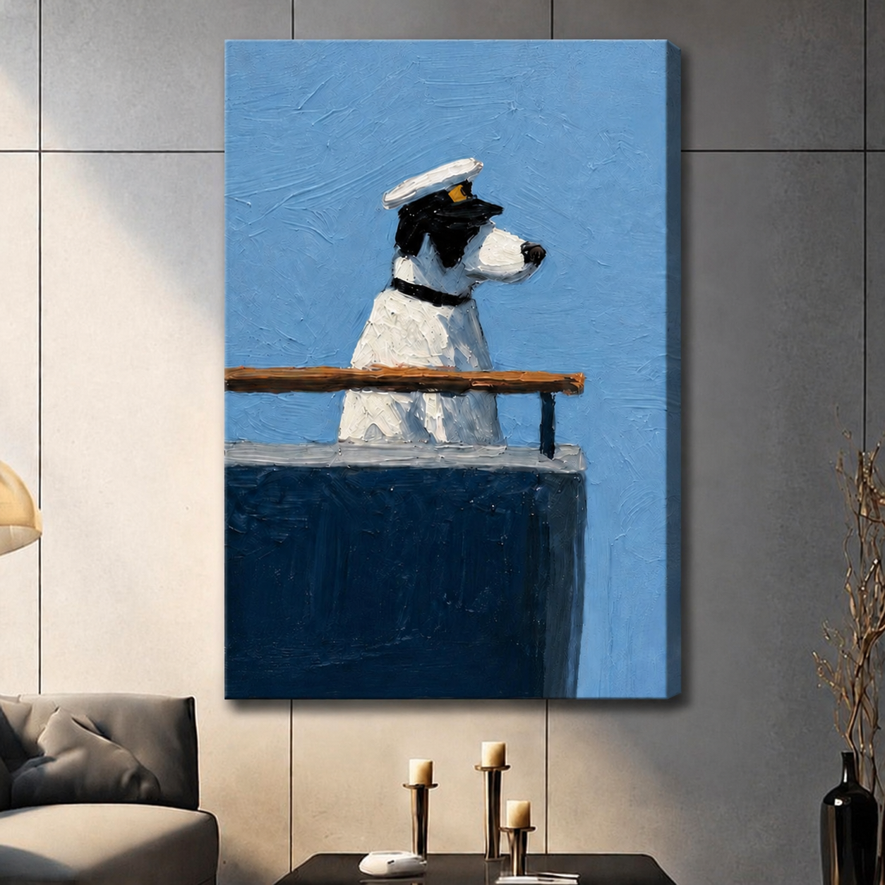 Captain Dog Oil Painting Canvas Wall Art