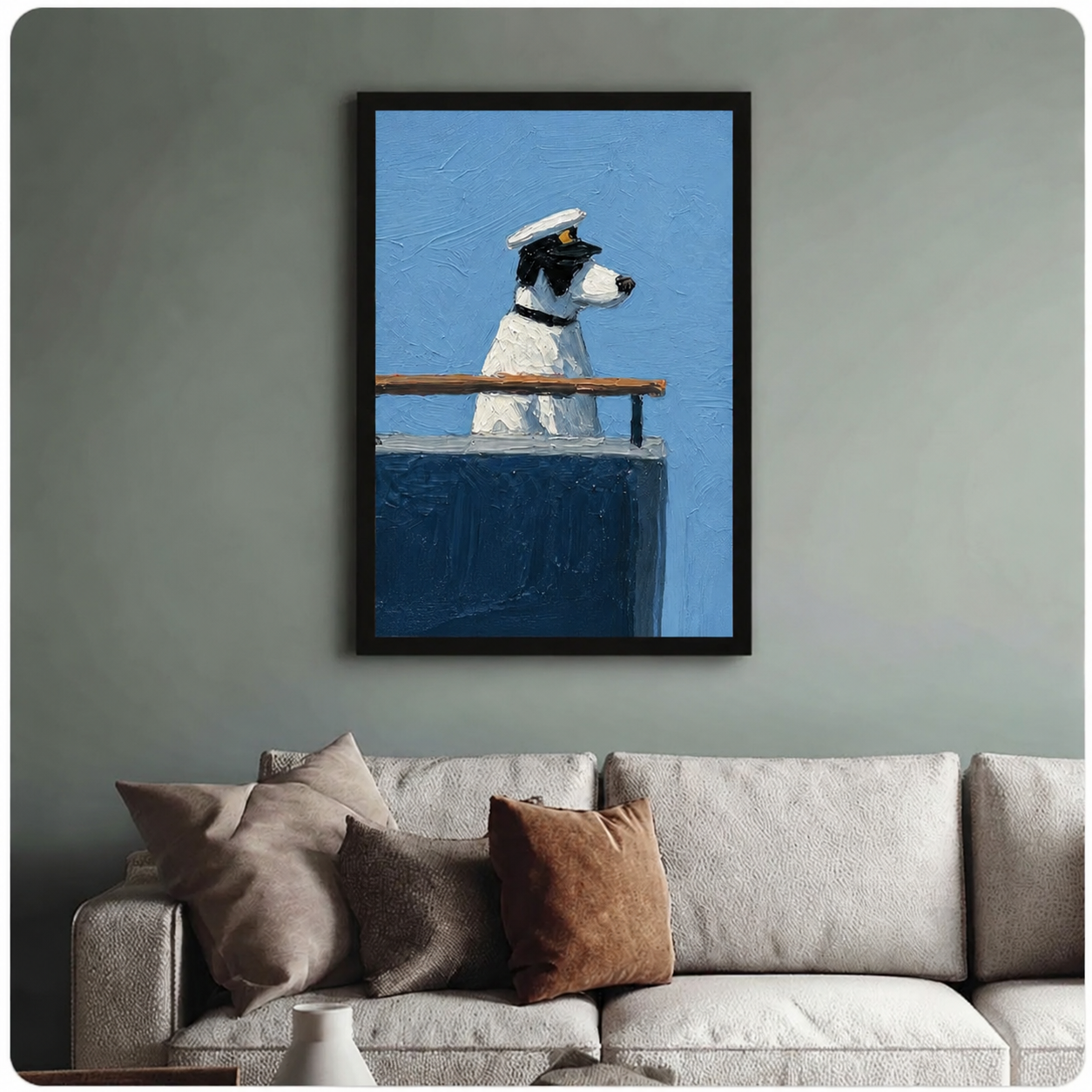 Captain Dog Oil Painting Canvas Wall Art