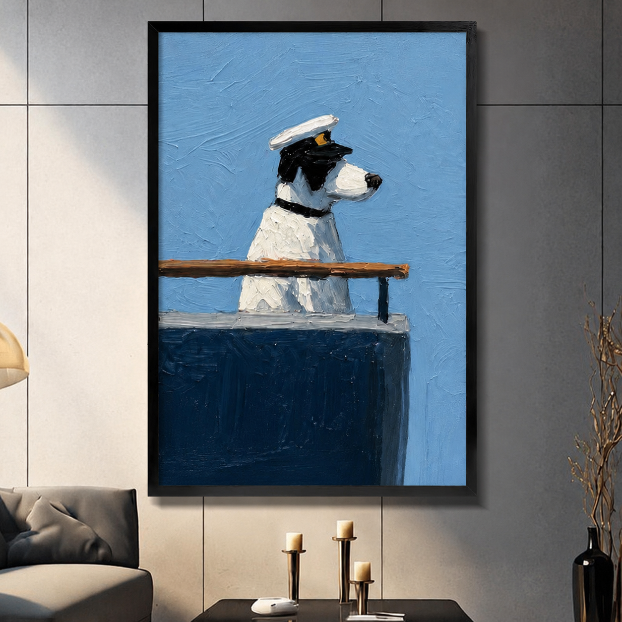 Captain Dog Oil Painting Canvas Wall Art
