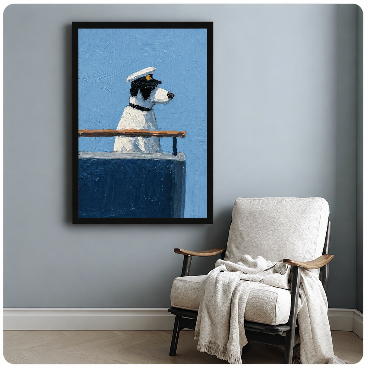 Captain Dog Oil Painting Canvas Wall Art