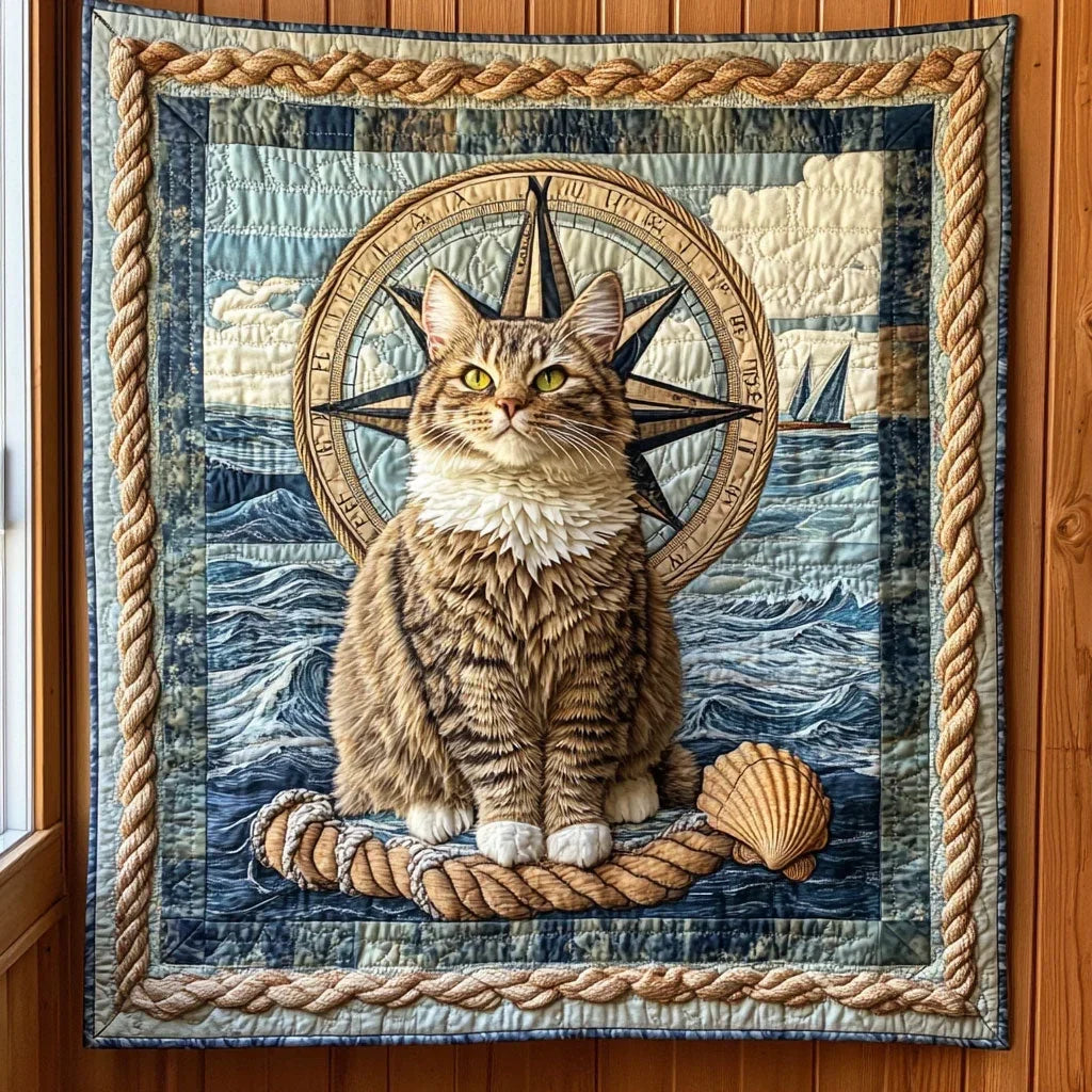 Captain Paws Compass Quilt Blanket