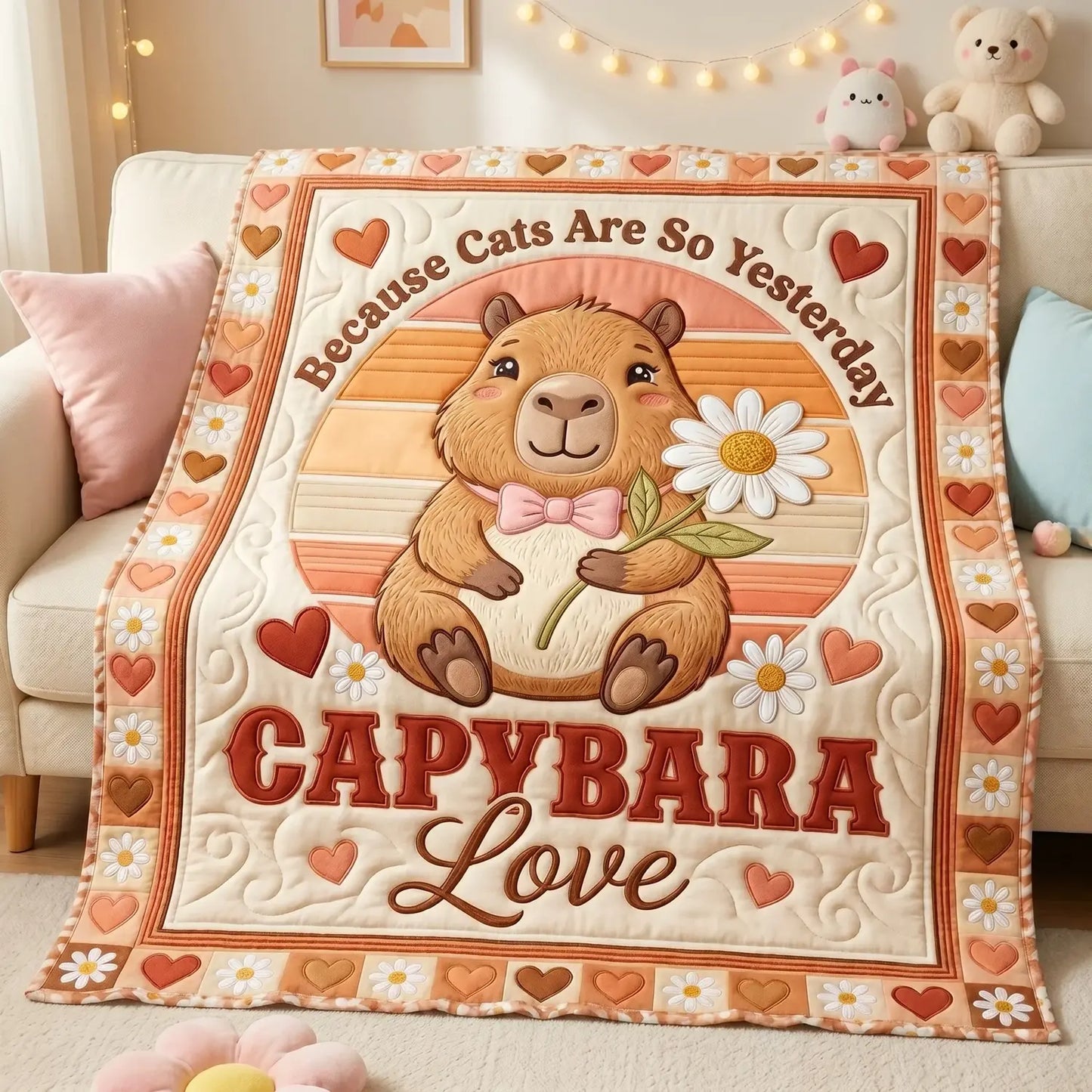 Capybara Love Quilt Blanket