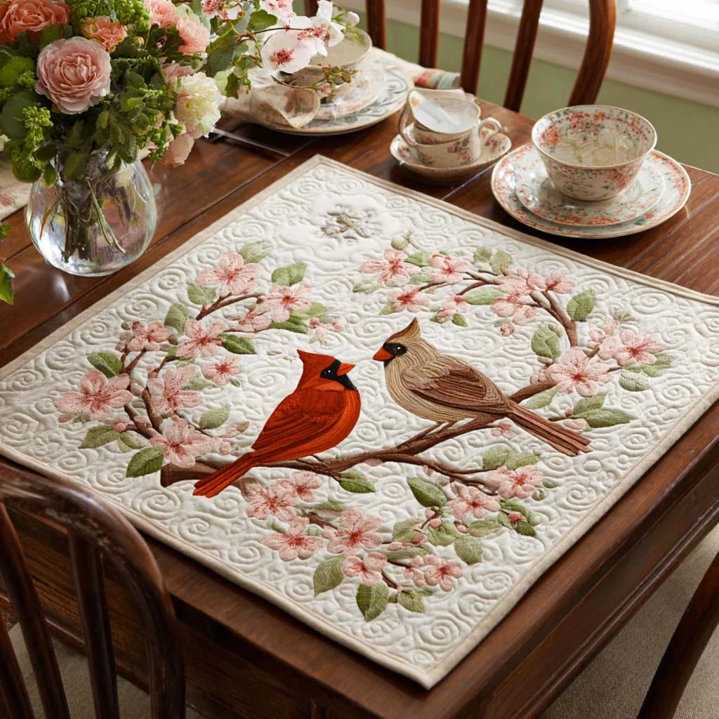 Cardinal Charm Quilted Table Topper