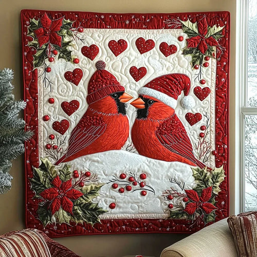 Cardinal Couple Quilt Blanket
