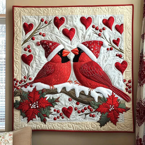 Cardinal Couple Quilt Blanket