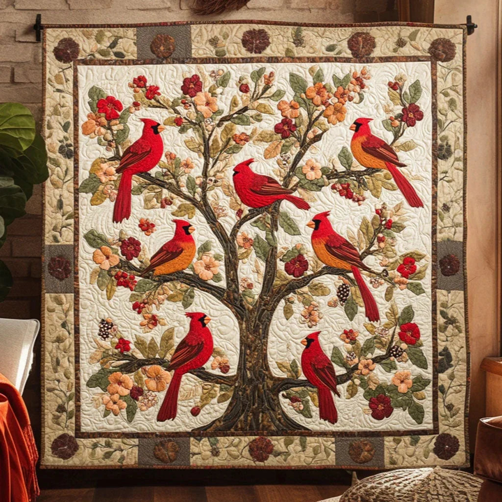 Cardinal Crimson Sky Quilt Blanket