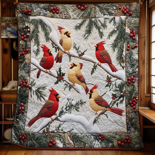 Cardinal Forest Quilt Blanket